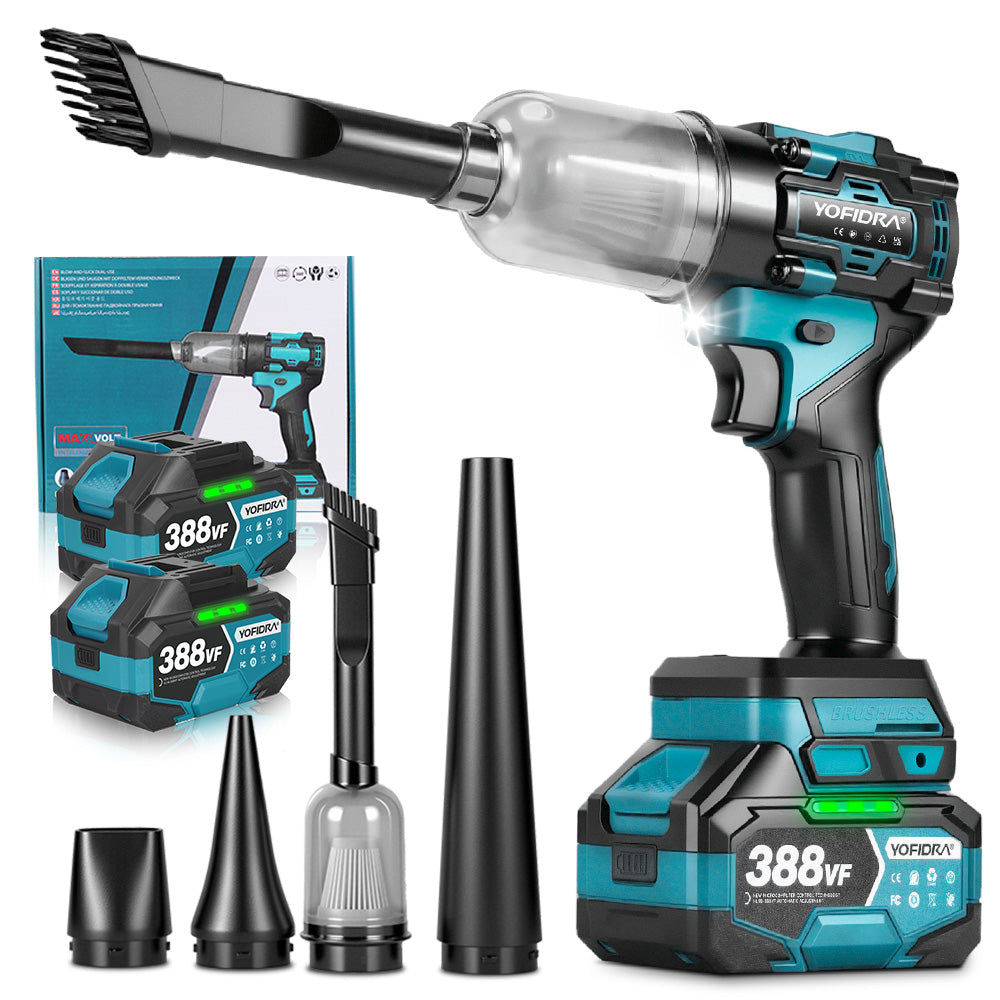 YOFIDRA Brushless 2-in-1 Cordless High-Speed Turbo Blower & Vacuum - Compatible with Makita 18-21V Battery