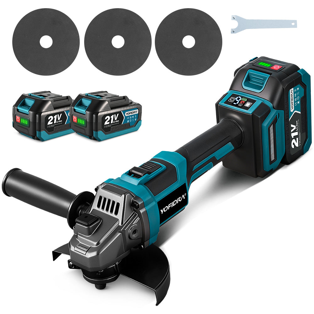 YOFIDRA 6-Speed Brushless Angle Grinder Kit with Digital Display - Compatible with Makita 18V Battery